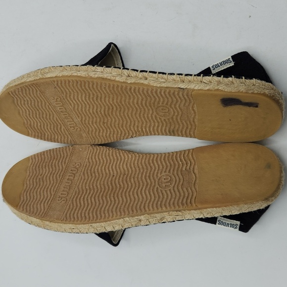Soludos Palm Tree Embroidered Espadrille Linen Smoking Slippers In Black Size 10 - Picture 12 of 14